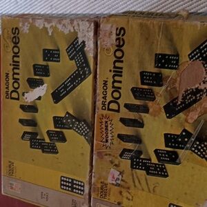 2 boxes wooden VINTAGE wooden dragon dominoes.